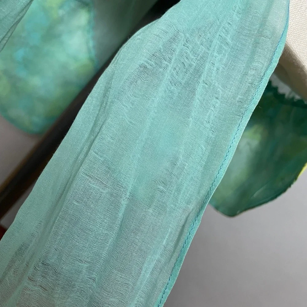 Vintage Half Apron Hostess Scalloped Hem Women Leaf Sheer Retro 1950s Tie Bow‎